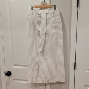 Ralph Lauren Cream Striped Midi Skirt